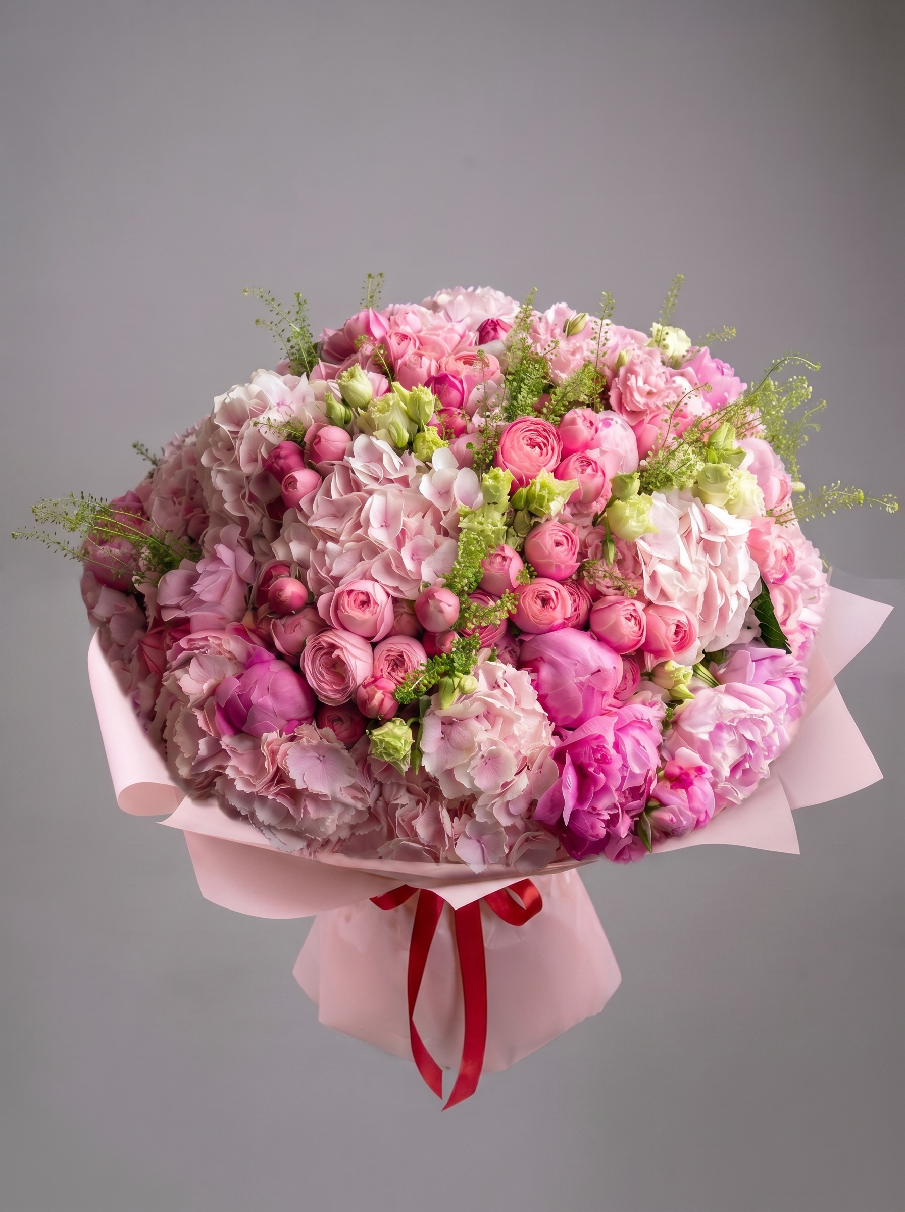The Virtuoso — luxury hand-tied hydrangea, spray rose and peony bouquet by Petals London